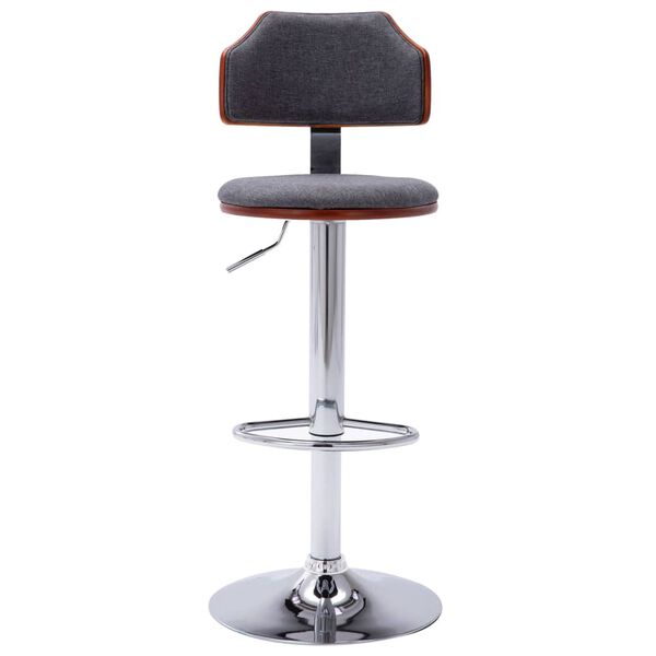 vidaXL Tabourets de bar lot de 2 gris fonc&eacute; bois courb&eacute; et tissu