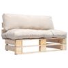 vidaXL Canap&eacute; de jardin palette avec coussins sable Pin&egrave;de