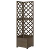vidaXL Jardini&egrave;re d'angle en treillis Gris 40x40x150 cm Bois de sapin