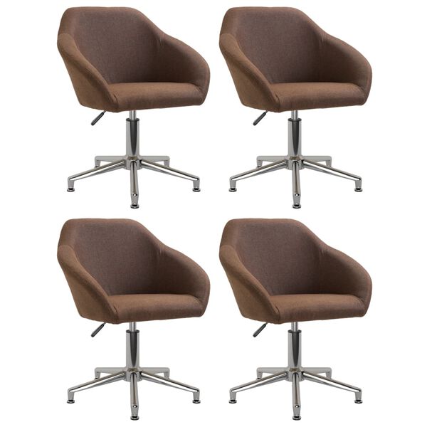 vidaXL Chaises pivotantes à manger lot de 4 marron tissu