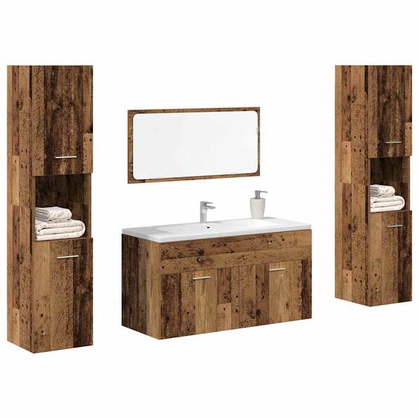 vidaXL Ensemble de meubles salle de bain 4 pcs bois d'ing&eacute;nierie