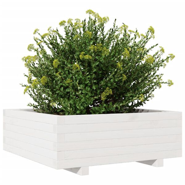 vidaXL Jardinière blanc 70x70x26,5 cm bois de pin massif
