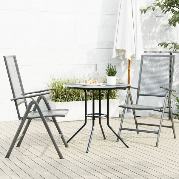 vidaXL Ensemble de chaises de jardin inclinables 3 pcs anthracite