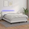 vidaXL Sommier &agrave; lattes de lit avec matelas et LED Blanc 140x200 cm