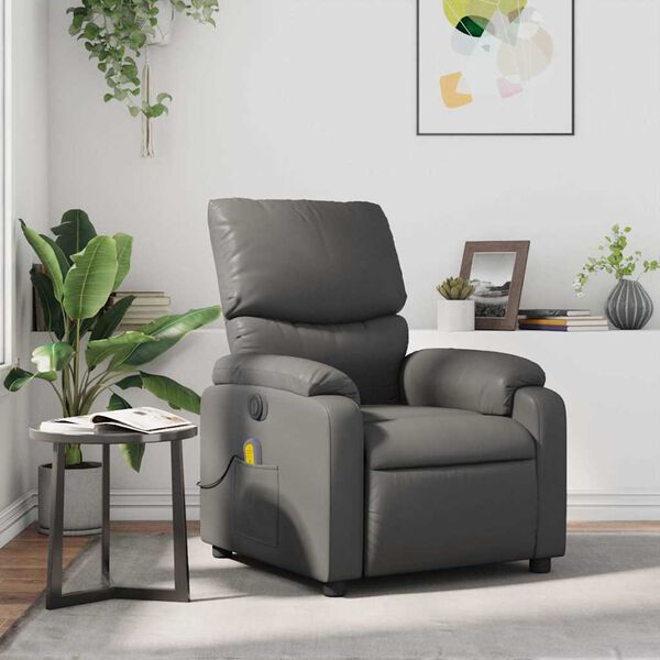 vidaXL Fauteuil de massage inclinable Gris Similicuir