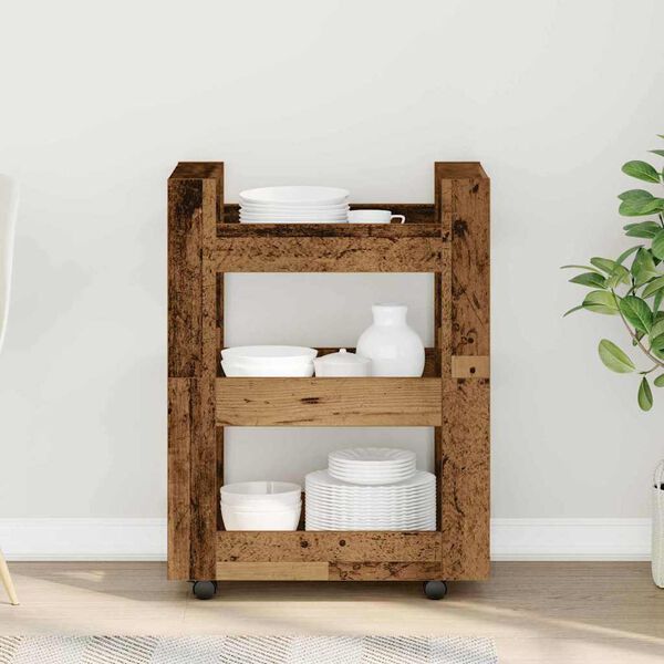 vidaXL Chariot de cuisine Bois ancien 60 x 45 x 80 cm