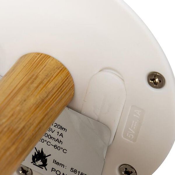 Bo-Camp Lampe de table &agrave; LED avec abat-jour Cambridge Blanc et marron