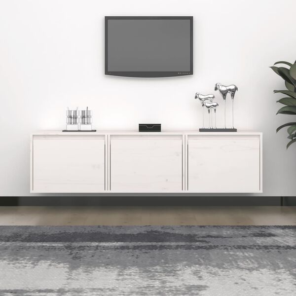 vidaXL Meubles TV 3 pcs Blanc Bois massif de pin