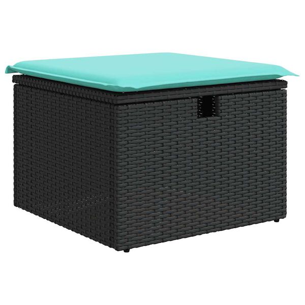vidaXL Salon de jardin 7 pcs avec coussins noir r&eacute;sine tress&eacute;e
