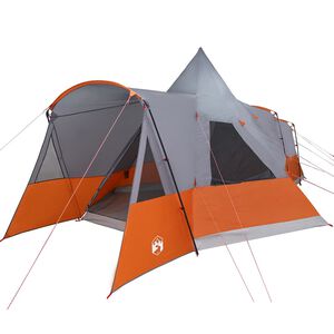 vidaXL Tente Teepee 8 Personnes 8 personne Gris et orange