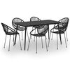 vidaXL Ensemble &agrave; manger d'ext&eacute;rieur 7 pcs Rotin PVC Noir