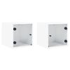 vidaXL Tables de chevet avec portes en verre 2 pcs blanc 35x37x35 cm