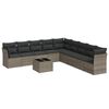 vidaXL Salon de jardin avec coussins 10 pcs gris r&eacute;sine tress&eacute;e