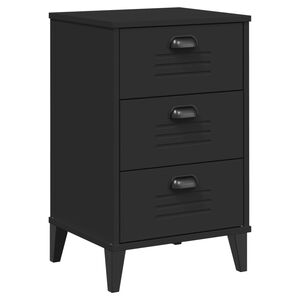 vidaXL Table de chevet VIKEN noir bois d'ing&eacute;nierie