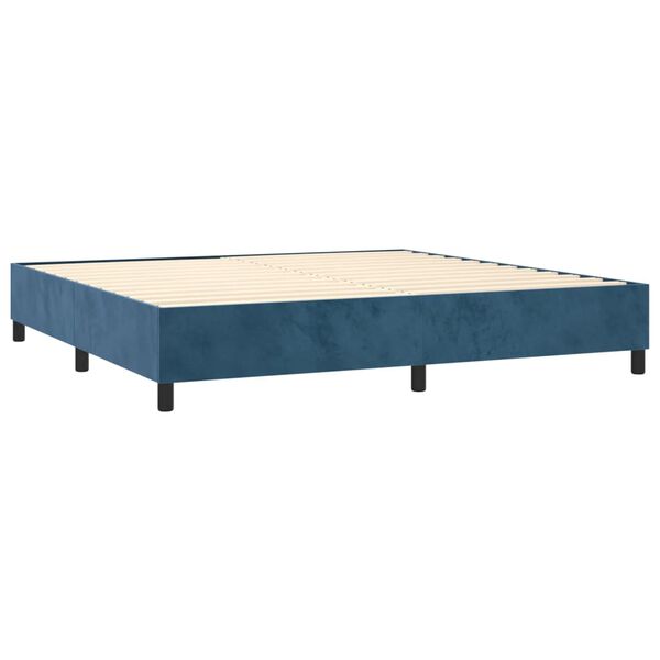 vidaXL Sommier &agrave; lattes de lit et matelas Bleu fonc&eacute; 200x200cm Velours