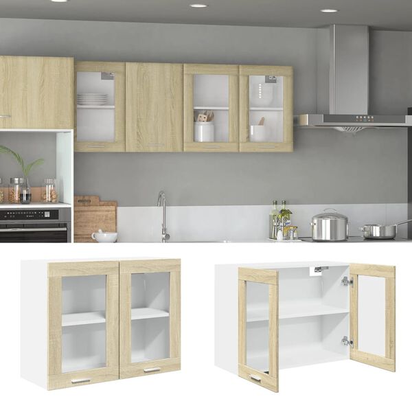 vidaXL Vitrine suspendue "Lyon" Chêne Sonoma 80 x 31 x 60 cm Bois d'ingénierie