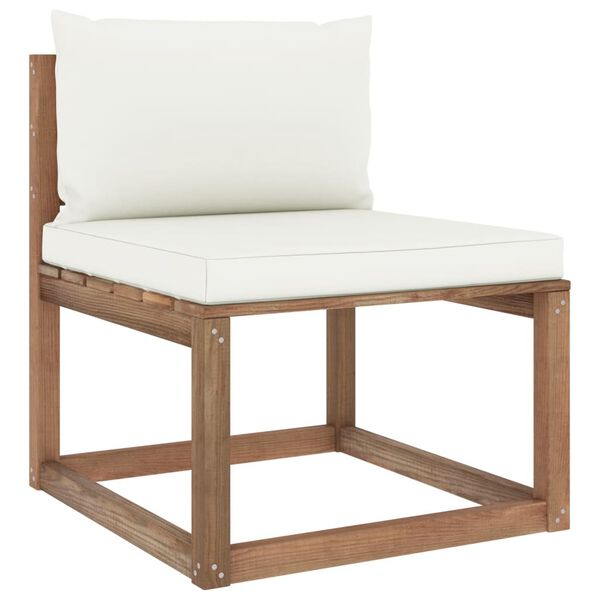 vidaXL Salon palette de jardin 4pcs avec coussins Bois de pin impr&eacute;gn&eacute;