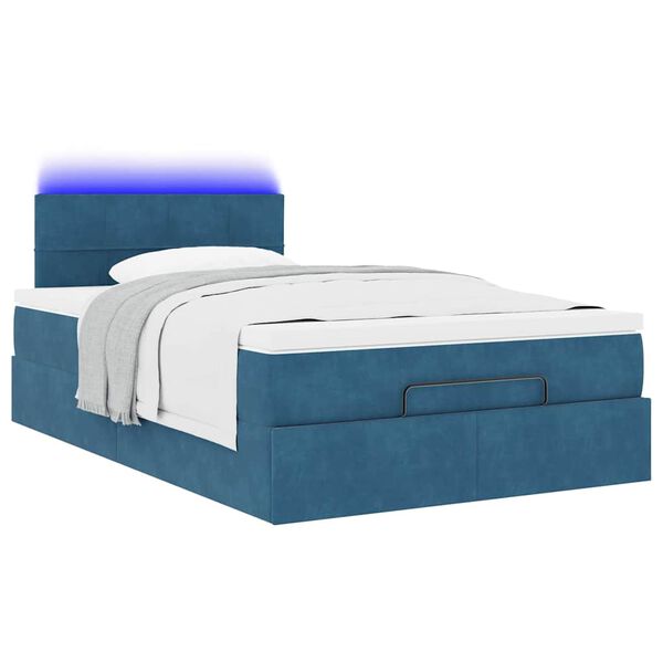 vidaXL Cadre de lit ottoman avec matelas bleu fonc&eacute; 120x200 cm velours