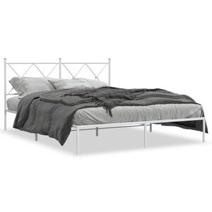 vidaXL Cadre de lit m&eacute;tal sans matelas et t&ecirc;te de lit blanc 150x200 cm