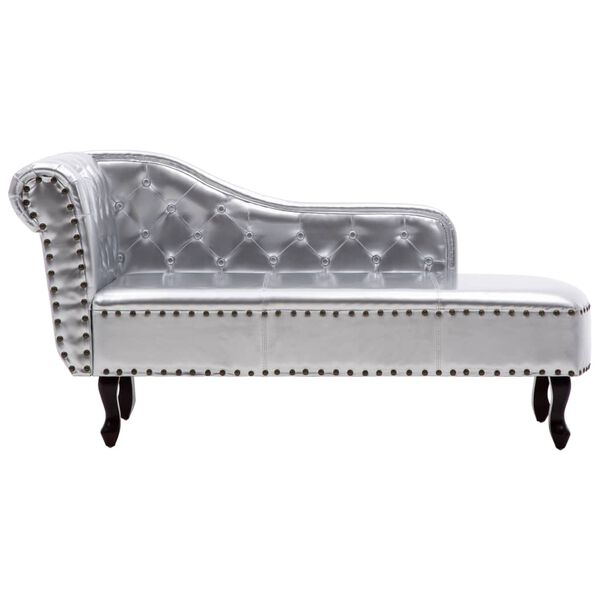vidaXL Chaise longue Argent&eacute; Similicuir