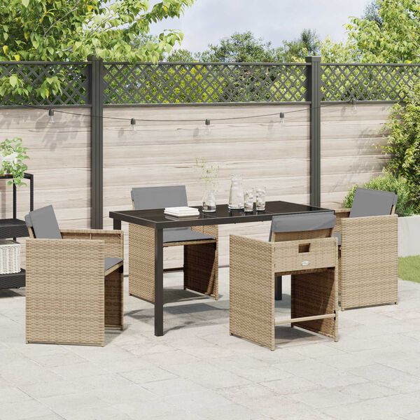 vidaXL Ensemble de salle &agrave; manger pour jardin 5 pcs Beige polyrotin