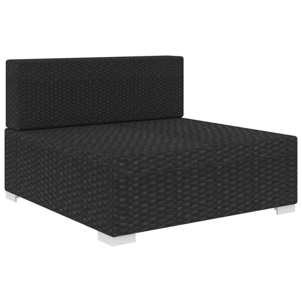 vidaXL Si&egrave;ge central sectionnel 1 pc et coussins R&eacute;sine tress&eacute;e Noir