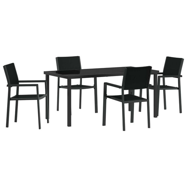 vidaXL Ensemble de salle &agrave; manger pour jardin 5 pcs Noir