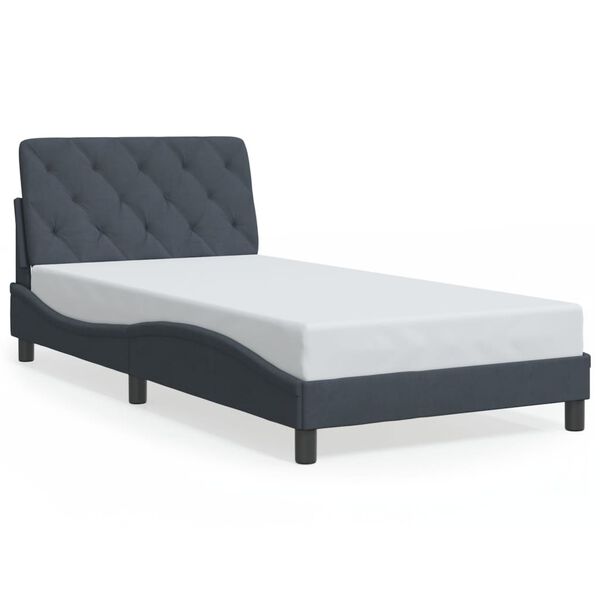 vidaXL Cadre de lit avec LED sans matelas gris fonc&eacute; 100x200cm velours