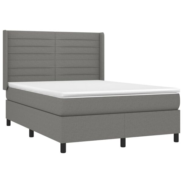 vidaXL Sommier &agrave; lattes de lit matelas LED Gris fonc&eacute; 140x190 cm Tissu