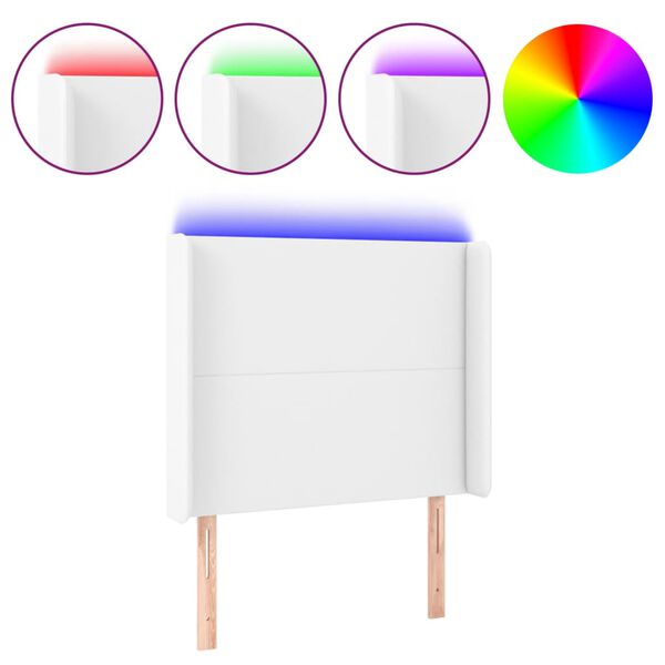 vidaXL T&ecirc;te de lit &agrave; LED Blanc 103x16x118/128 cm Similicuir