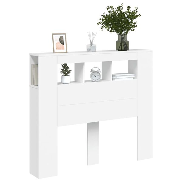 vidaXL T&ecirc;te de lit &agrave; LED blanc 120x18,5x103,5 cm bois d'ing&eacute;nierie