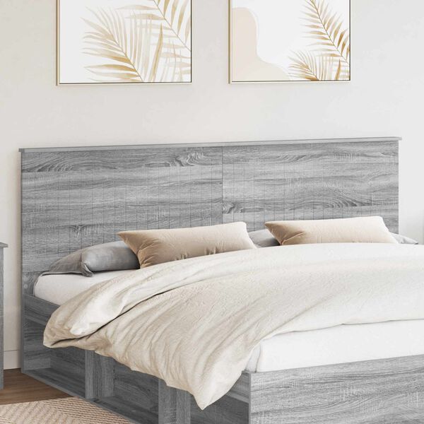 vidaXL T&ecirc;te de lit Gris Sonoma 200 cm Bois d'ing&eacute;nierie