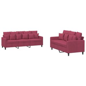 vidaXL Ensemble de canap&eacute;s 2 pcs avec coussins Rouge bordeaux Velours