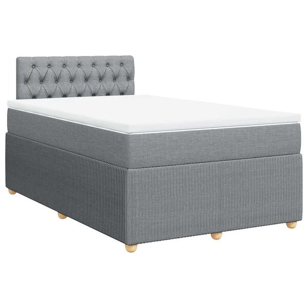 vidaXL Sommier &agrave; lattes de lit avec matelas Gris clair 120x200cm Tissu