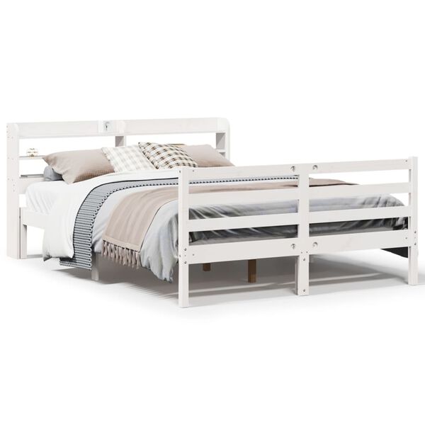 vidaXL Cadre de lit et t&ecirc;te de lit sans matelas blanc 135x190 cm
