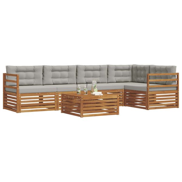 vidaXL Ensemble de canap&eacute;s d'ext&eacute;rieur 6 pcs Gris Naturel et Clair