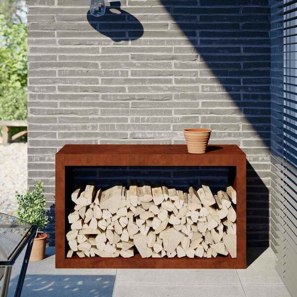 VidaXL &Eacute;tag&egrave;re &agrave; bois 100x40x60 cm acier r&eacute;sistant aux intemp&eacute;ries