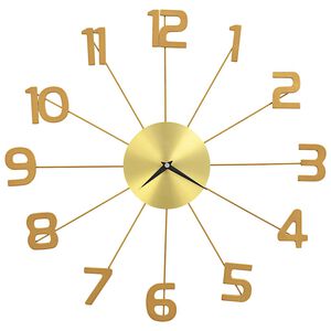 vidaXL Horloge murale M&eacute;tal 50 cm Dor&eacute;