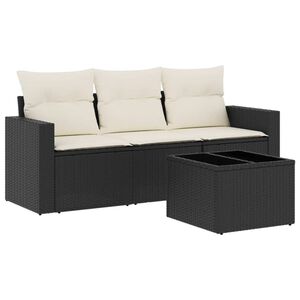 vidaXL Salon de jardin 4 pcs avec coussins noir r&eacute;sine tress&eacute;e