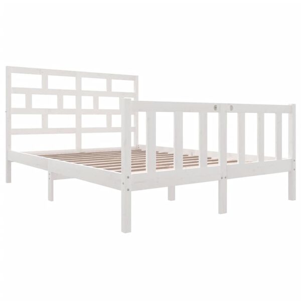 vidaXL Cadre de lit sans matelas blanc bois massif 140x200 cm