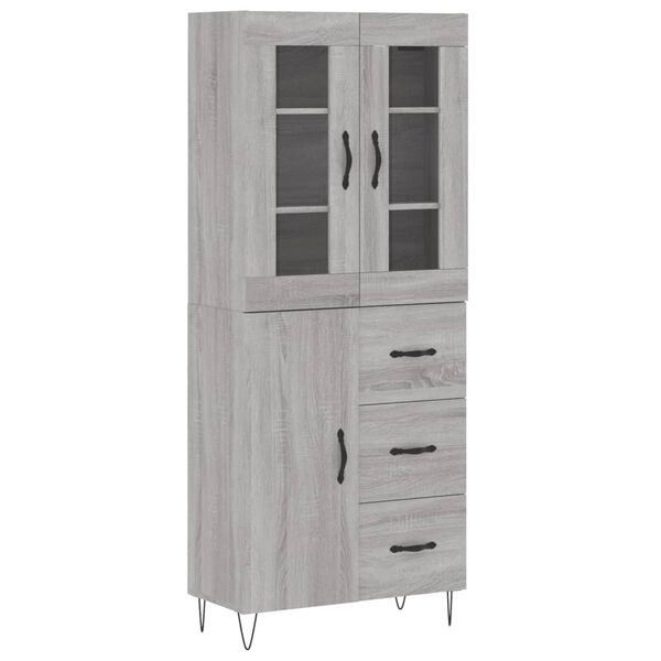 vidaXL Buffet haut Sonoma gris 69,5x34x180 cm Bois d'ing&eacute;nierie