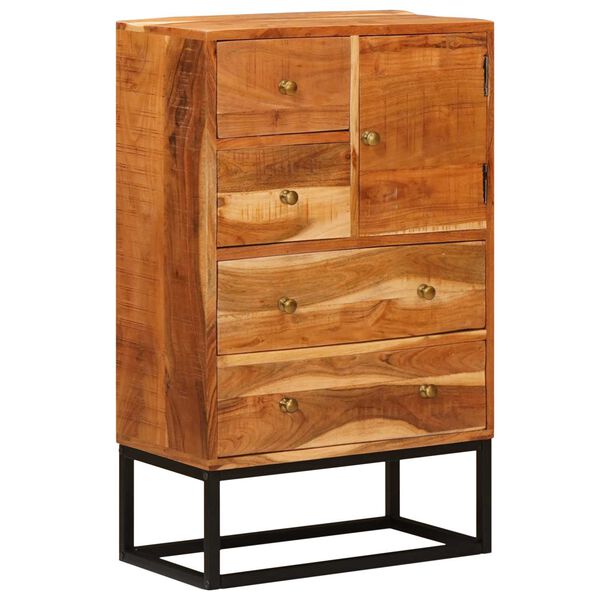 vidaXL Commode avec porte Naturel 55 x 30 x 90 cm Bois d'Acacia Massif