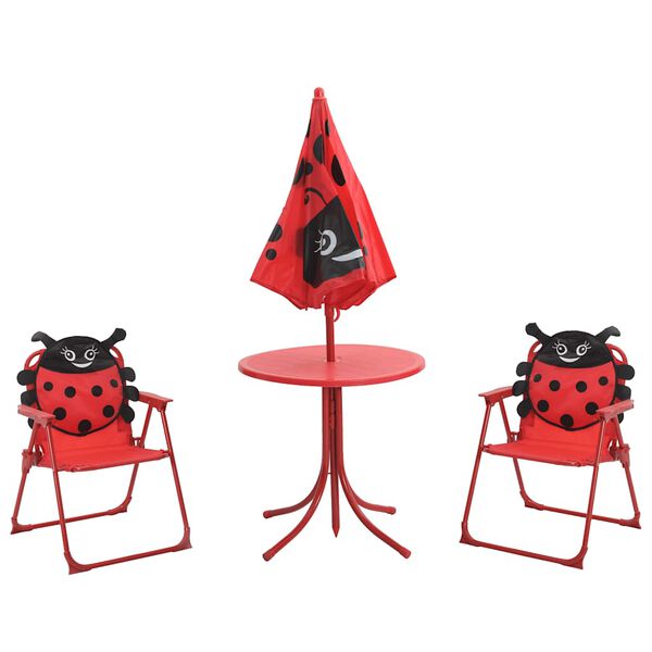 vidaXL Jeu de bistro avec parasol pour enfants 3 pcs Rouge