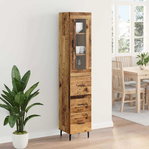 vidaXL Haut Armoire Bois Ancien 34,5 x 34 x 180 cm Bois d'ing&eacute;nierie