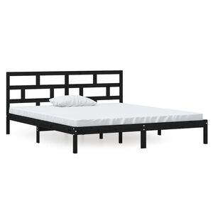 vidaXL Cadre de lit sans matelas noir bois massif