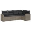 vidaXL Salon de jardin 5 pcs avec coussins gris r&eacute;sine tress&eacute;e