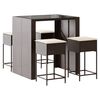 vidaXL Ensemble de bar de jardin avec coussins 5 pcs marron poly rotin