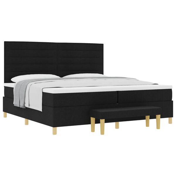 vidaXL Lit &agrave; ressorts avec matelas Noir 200 x 200 cm tissu