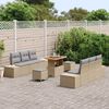 vidaXL Ensemble de canap&eacute; de jardin 9 pcs Beige Poly rotin