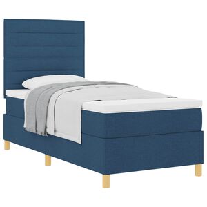 vidaXL Lit &agrave; ressorts avec matelas Bleu 80 x 200 cm tissu